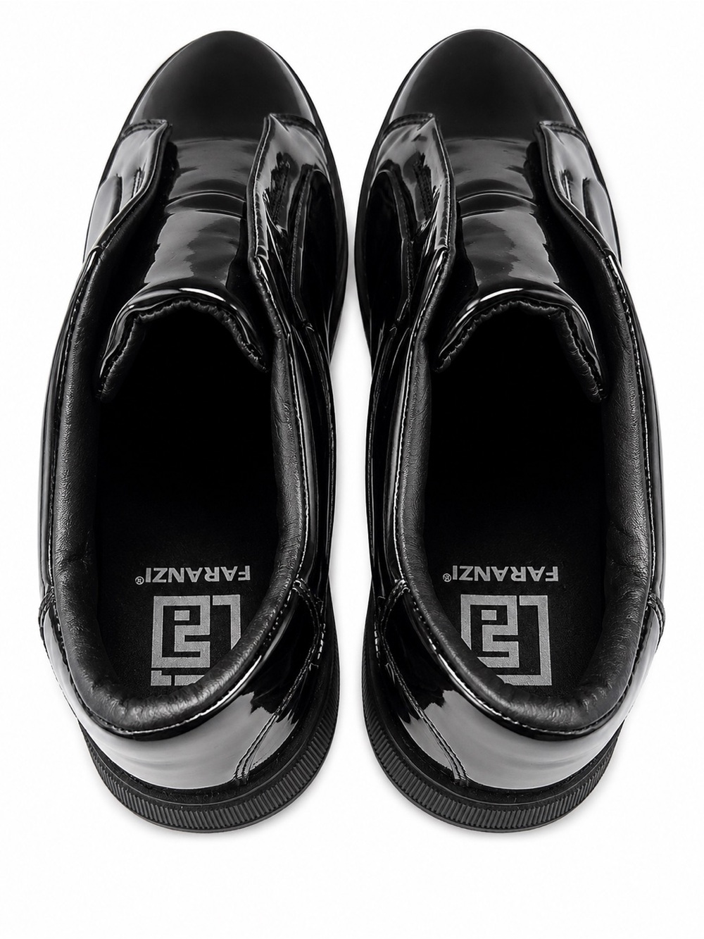 Faranzi Newport Black Patent Slip-On Sneakers Men’s Sz 12 Glossy Casual Comfort - Picture 2 of 5